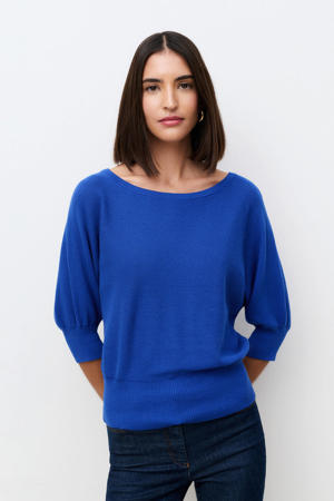 top blauw fijn gebreid