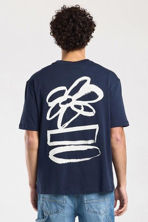 relaxed T-shirt met backprint donkerblauw