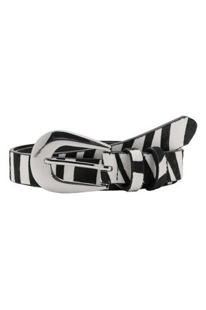 leren riem met zebraprint zwart/wit