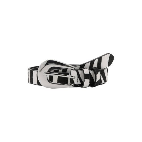 Mango leren riem met zebraprint zwart/wit afbeelding