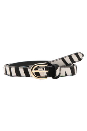 leren riem met zebraprint zwart