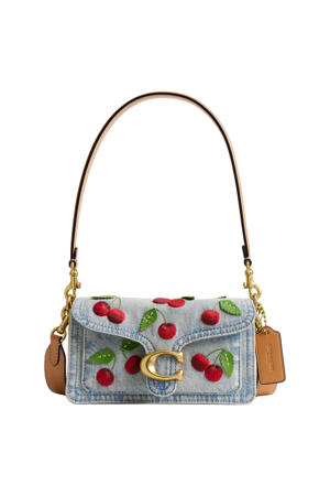denim schoudertas Tabby 20 Cherry blauw