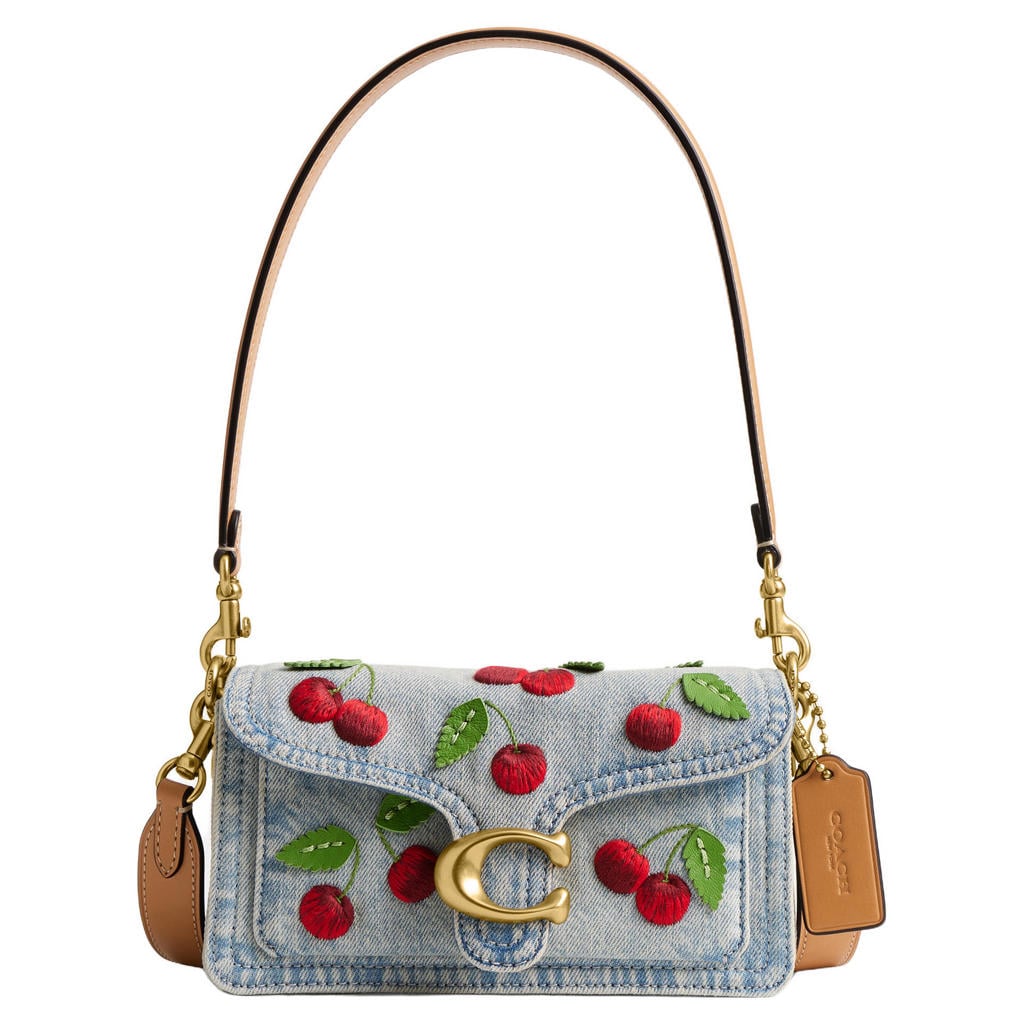 Coach denim schoudertas Tabby 20 Cherry blauw