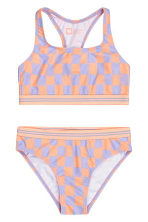 bikini met ruit print lila/roze