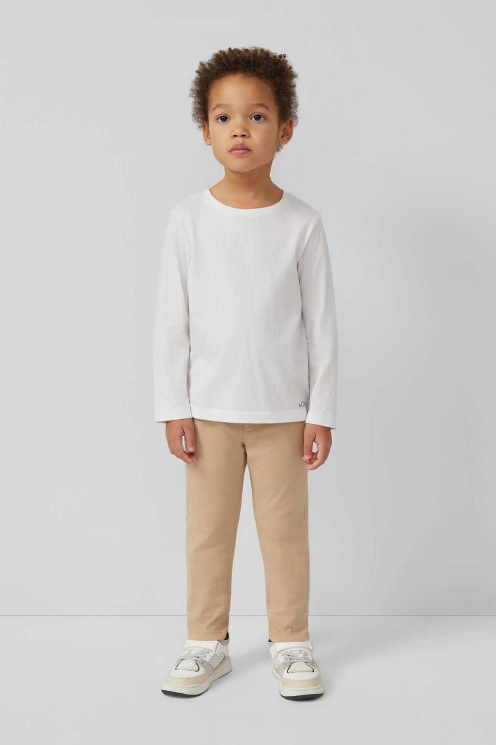 Bruine jongens s.Oliver slim pantalon van katoen met effen