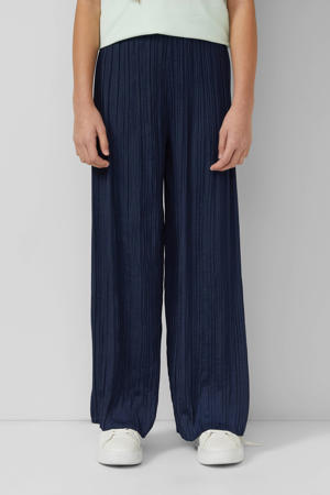 wide leg casual broek donkerblauw