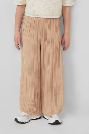 wide leg casual broek beige