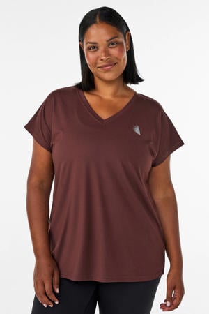 Plus Size sport T-shirt donkerbruin
