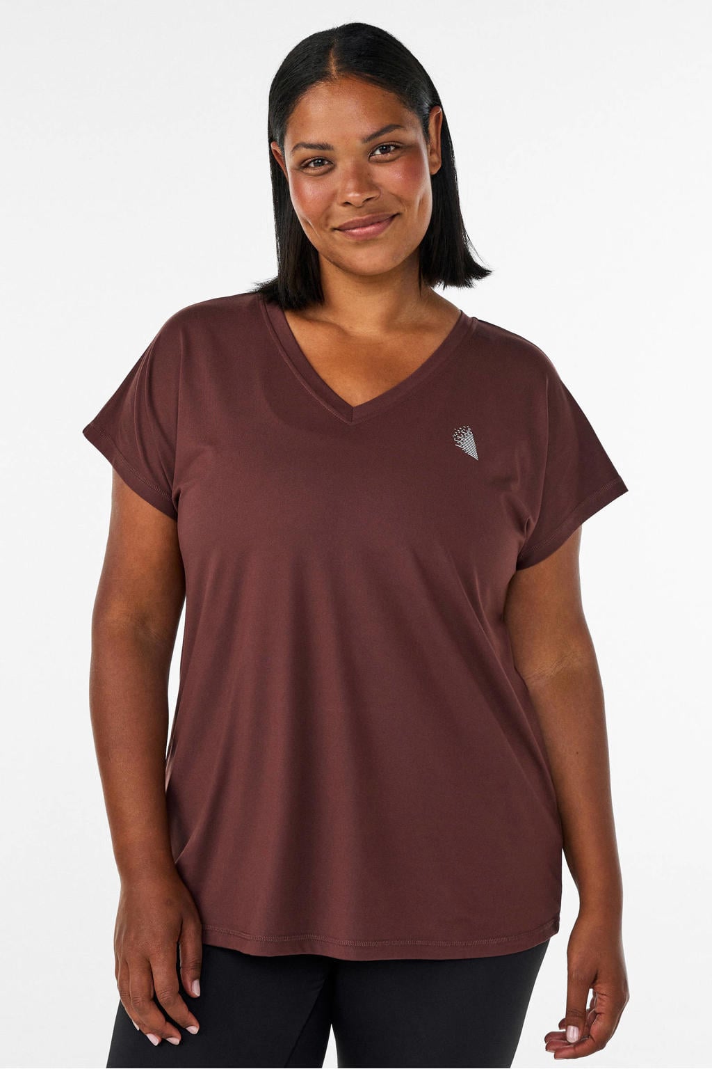Donkerblauwe dames ACTIVE By Zizzi Plus Size sport T-shirt van polyester met korte mouwen