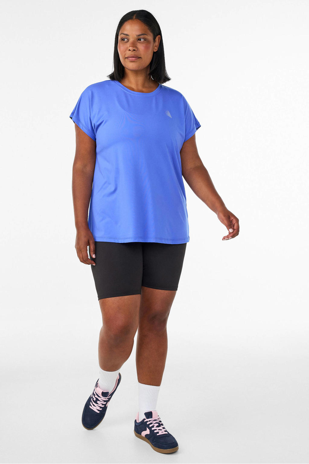 Paarse dames ACTIVE By Zizzi sportshirt van polyester met korte mouwen en ronde hals