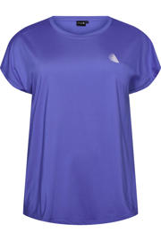 thumbnail: Paarse dames ACTIVE By Zizzi sportshirt van polyester met korte mouwen en ronde hals