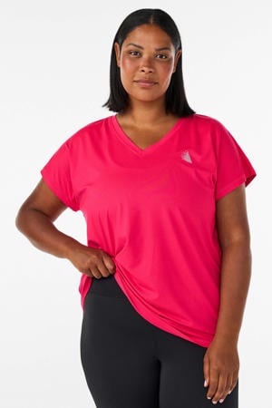 Plus Size sport T-shirt koraalrood