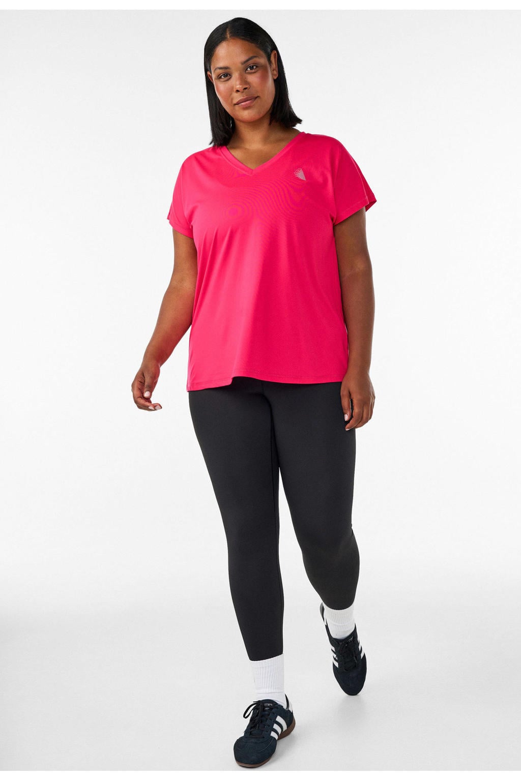 Koraalrode dames ACTIVE By Zizzi Plus Size sport T-shirt van polyester met korte mouwen