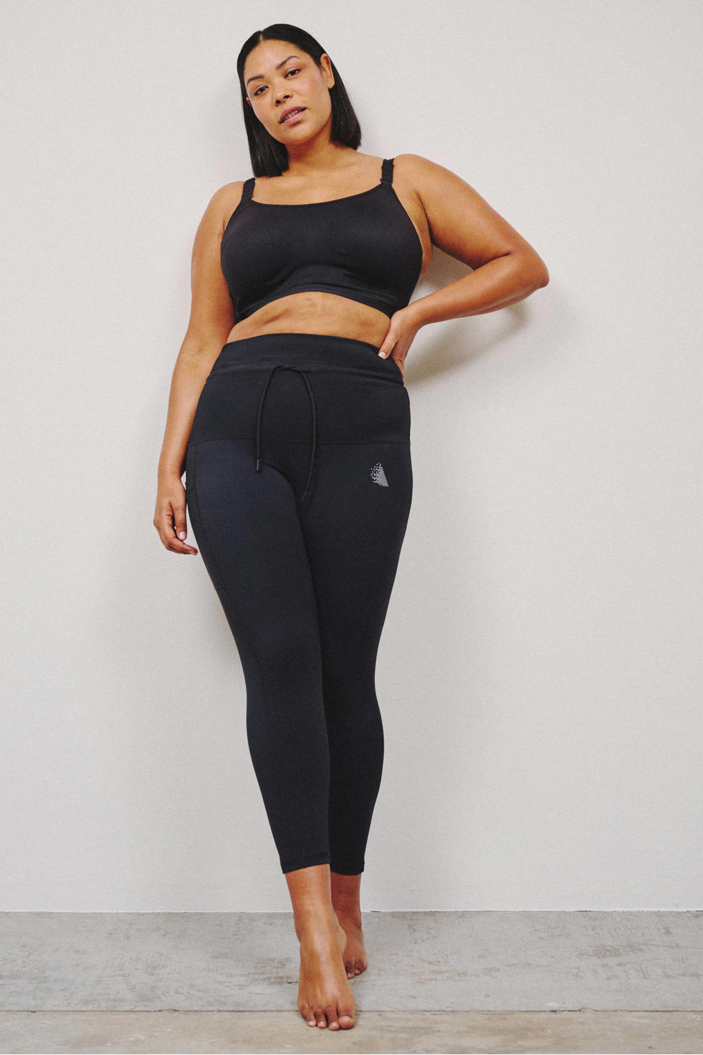 Zwarte dames ACTIVE By Zizzi sportlegging van polyamide met slim fit en regular waist