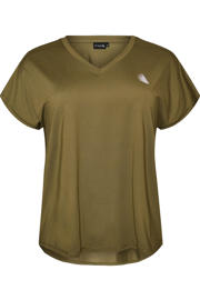 thumbnail: Olijfgroene dames ACTIVE By Zizzi sportshirt van polyester met ronde hals