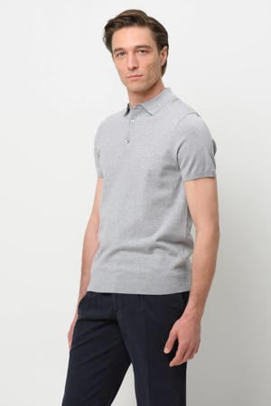 zijden regular polo grijs fijn gebreid