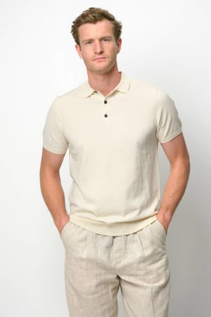 zijden regular polo ecru fijn gebreid