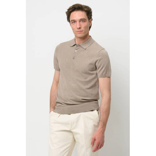 Profuomo zijden regular polo beige fijn gebreid afbeelding