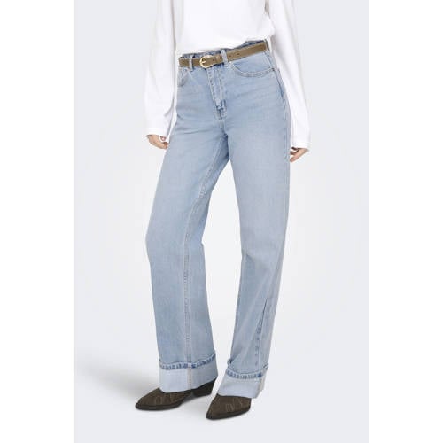 ONLY high waist wide leg jeans light blue denim afbeelding