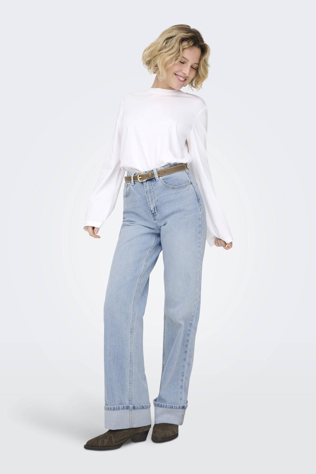 ONLY high waist wide leg jeans light blue denim