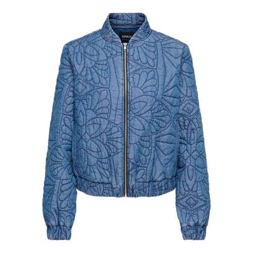 ONLY bomberjack broderie medium blue denim afbeelding