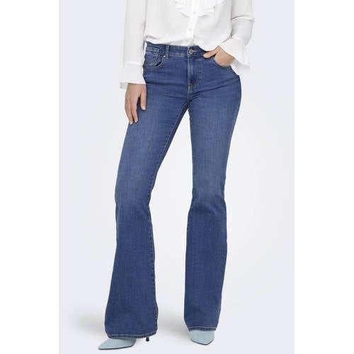 ONLY high waist flared jeans medium blue denim afbeelding