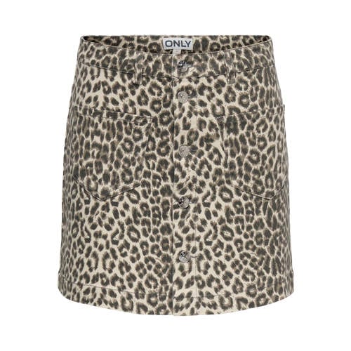 ONLY mini rok met panterprint bruin afbeelding