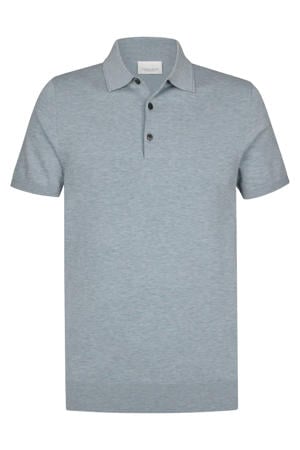 regular polo fijn gebreid blauw