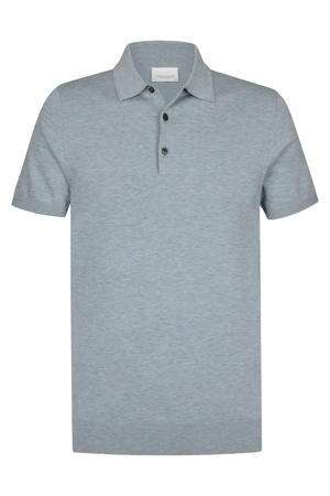 regular polo fijn gebreid blauw