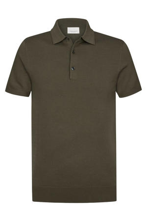 zijden regular polo bruin fijn gebreid