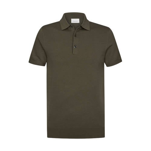 Profuomo regular polo fijn gebreid bruin afbeelding