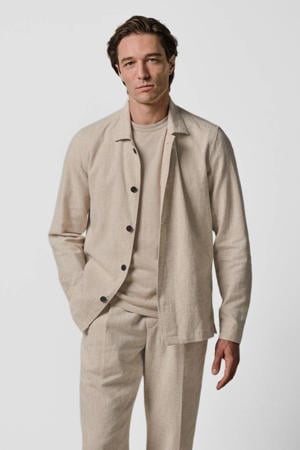 overshirt met linnen beige