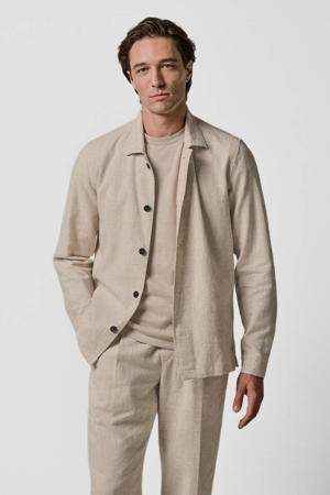 overshirt met linnen beige