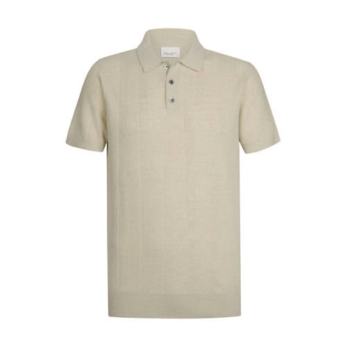 Profuomo regular polo met linnen fijn gebreid ecru afbeelding