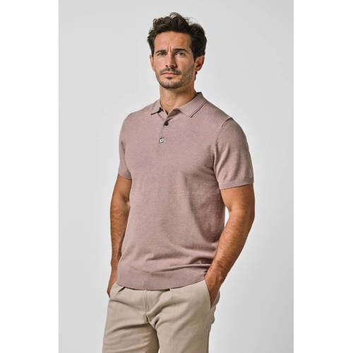Profuomo zijden regular polo oudroze fijn gebreid afbeelding