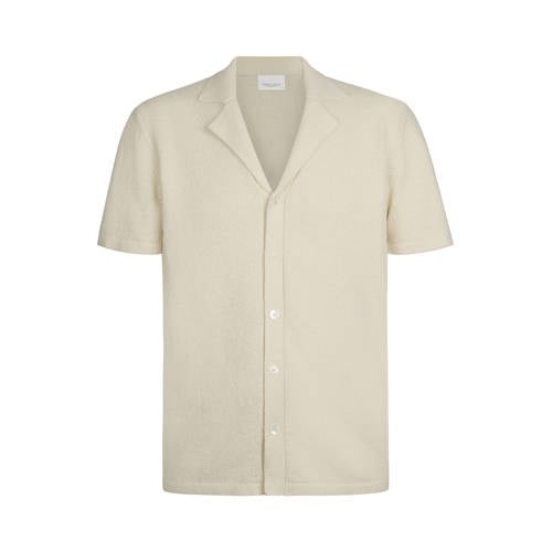 Profuomo regular casual overhemd ecru fijn gebreid afbeelding