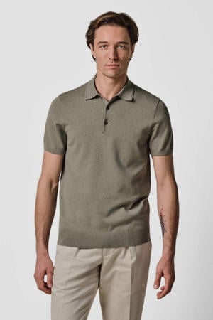 zijden regular polo groen fijn gebreid