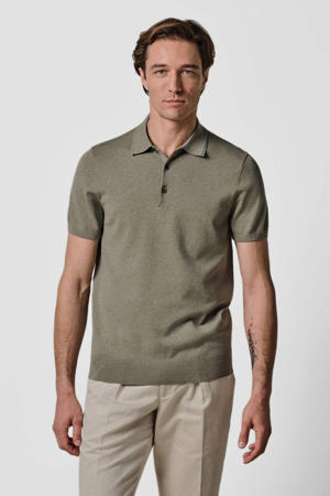 zijden regular polo groen fijn gebreid