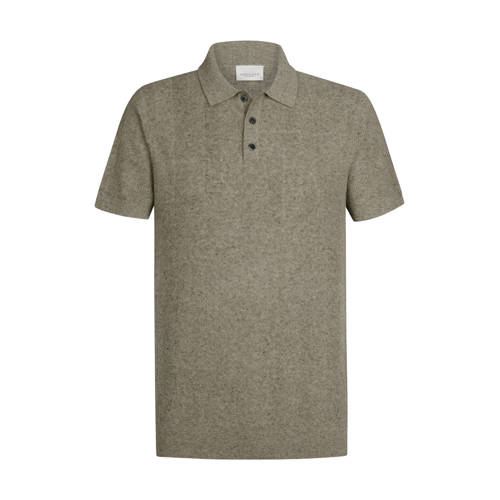 Profuomo regular polo met linnen fijn gebreid beige afbeelding