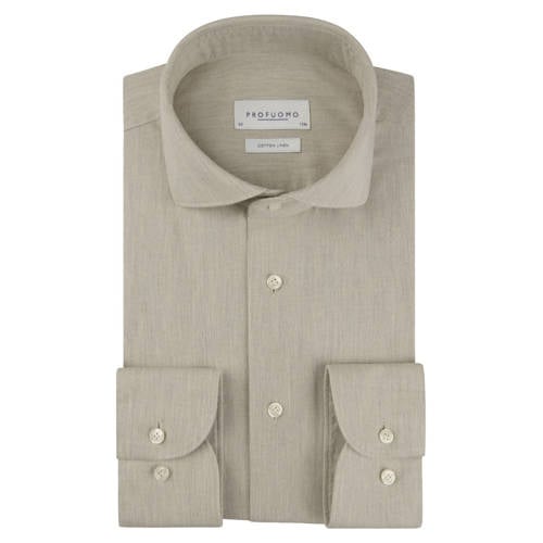 Profuomo slim casual overhemd beige afbeelding