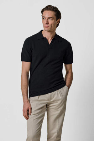 regular polo donkerblauw fijn gebreid