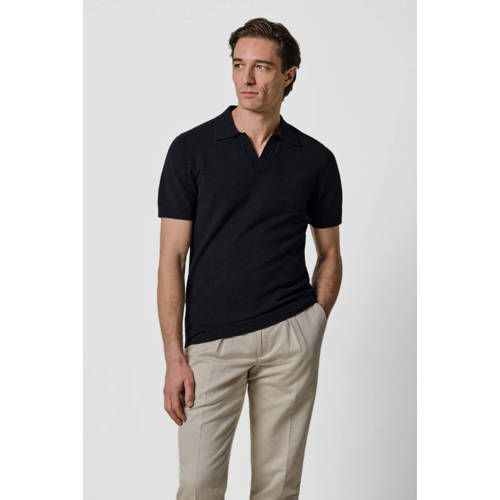 Profuomo regular polo donkerblauw fijn gebreid afbeelding