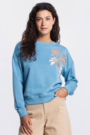 gebloemde sweater blauw