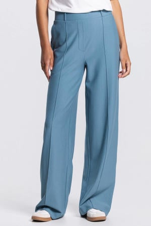 wide leg high waist broek blauw