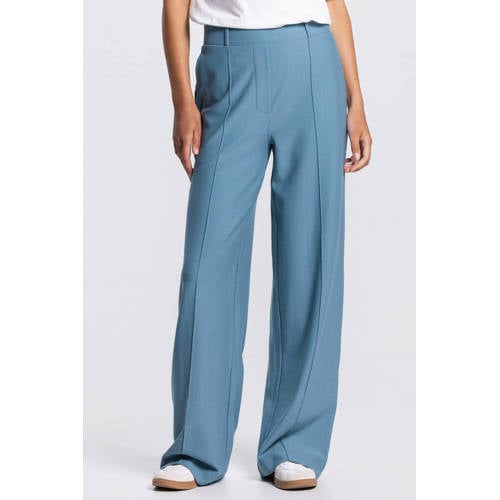 JANSEN Amsterdam wide leg high waist broek blauw afbeelding