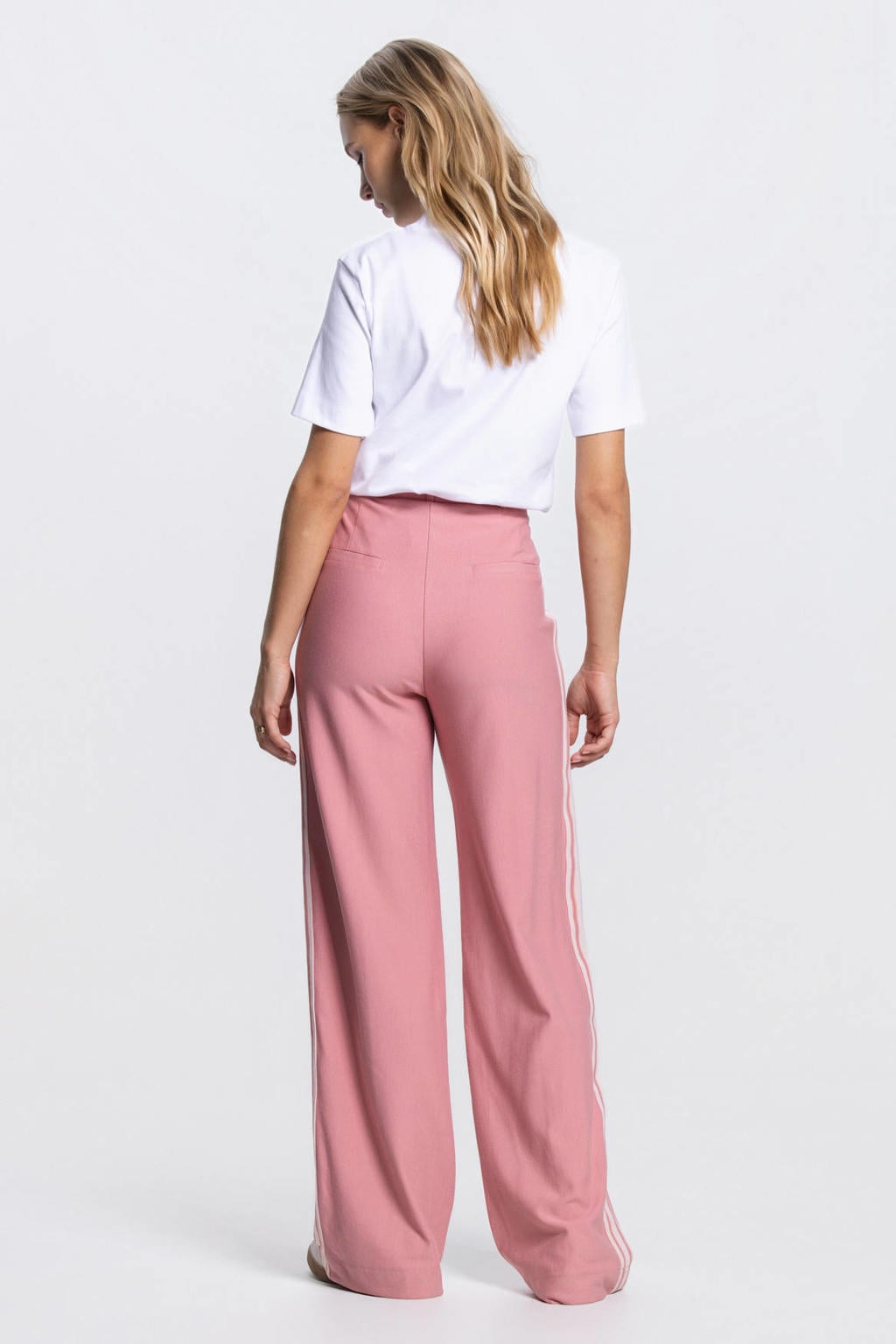 JANSEN Amsterdam wide leg high waist broek oudroze