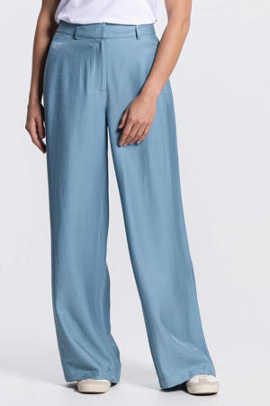 wide leg high waist pantalon blauw