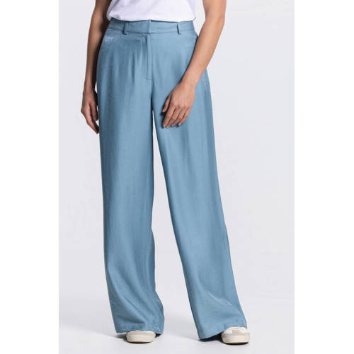 JANSEN Amsterdam wide leg high waist pantalon blauw afbeelding