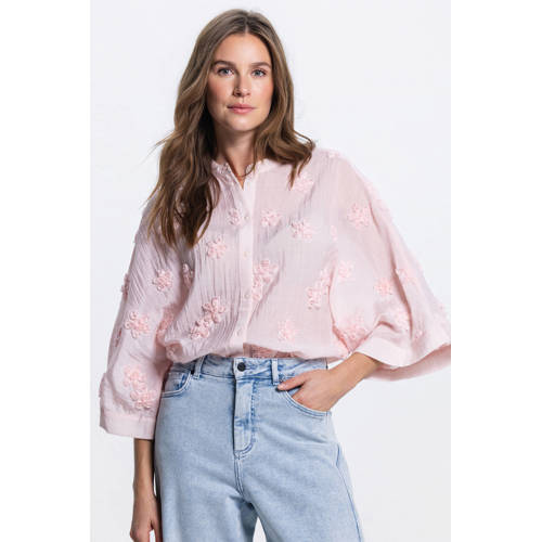 JANSEN Amsterdam gebloemde blouse lichtroze afbeelding
