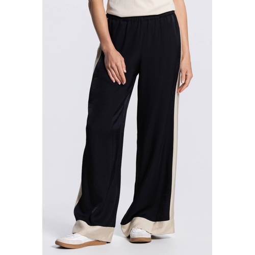 JANSEN Amsterdam wide leg high waist broek zwart afbeelding